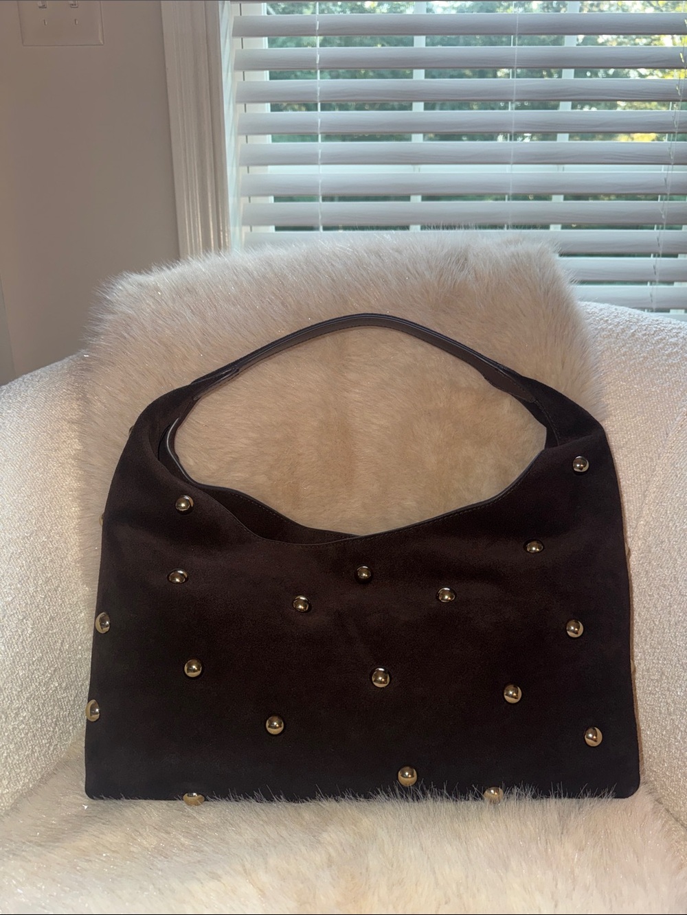 Madewell Studded Brown Suede Shoulder Bag
